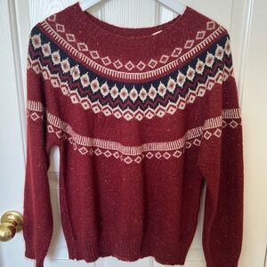 Weatherproof Women's Burgundy Patterned Sweater